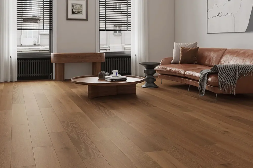 sala da pranzo con pavimento in legno ingegnerizzato swing